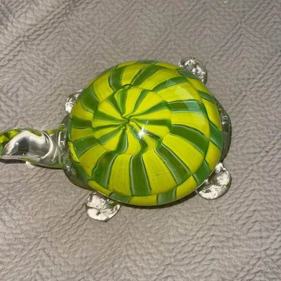 Heavy Blown Glass Turtle Green Hollow Decorative Collectible - Picture 5 of 6